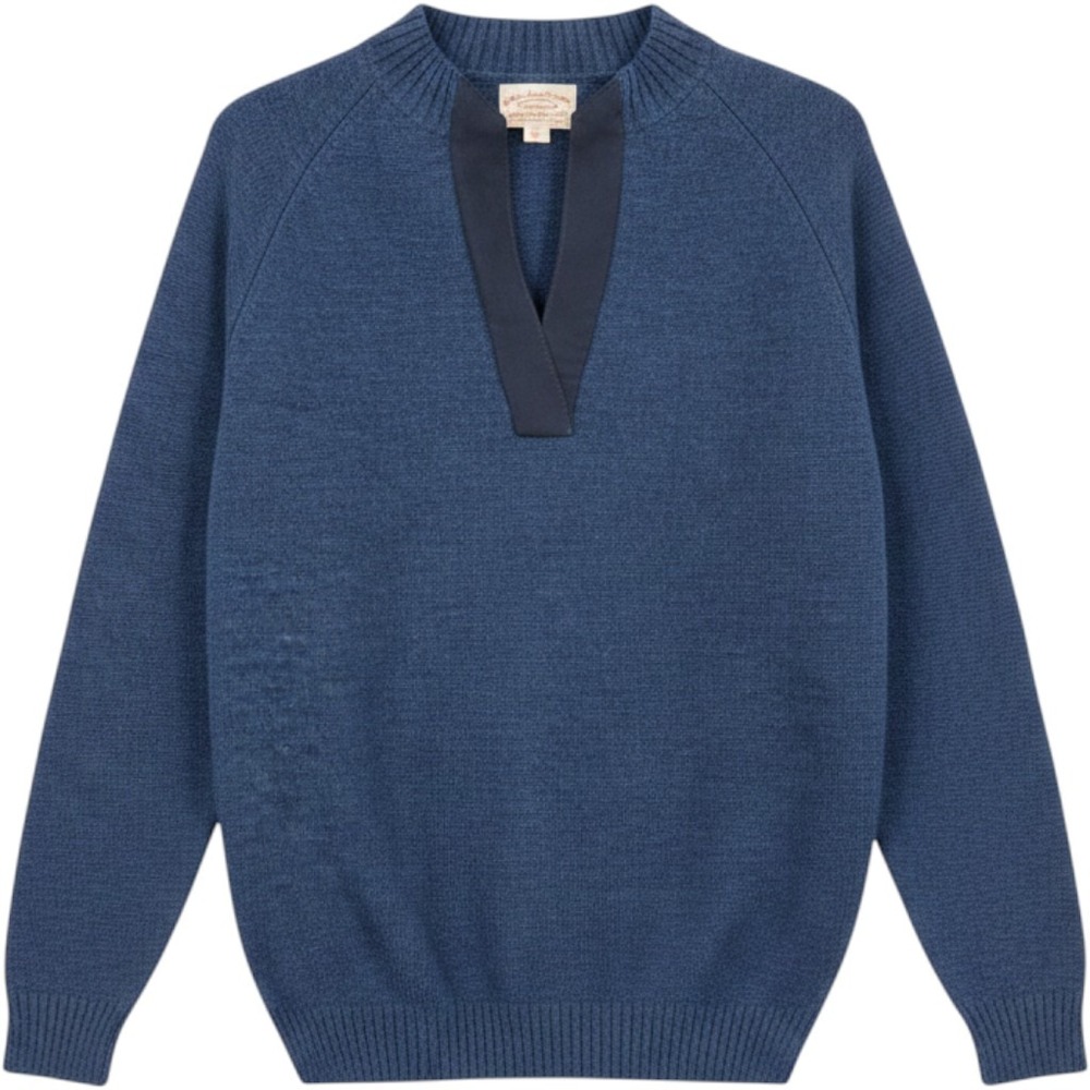 Filson Henley Guide Sweater Mens Large Navy Blue Wool Elbow Patches 11010